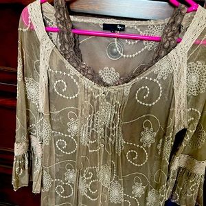 See through medium brown top